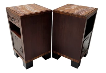 Two Art Deco Nightstands or Bedside Tables with Multi-Colored Marble Tops, 1930s